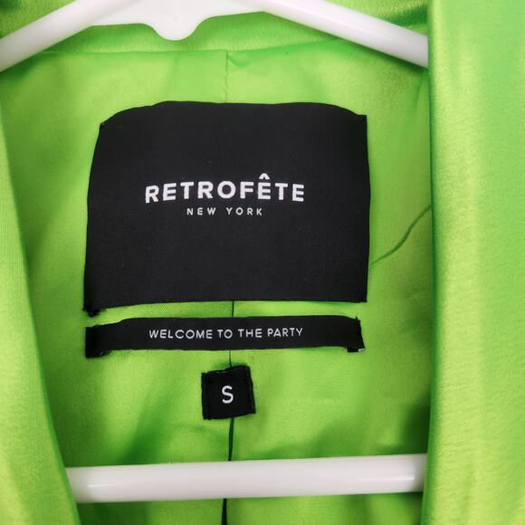 Retrofete Saige Double Breasted Blazer in Lime Punch Green Size Small Satin - Picture 10 of 13